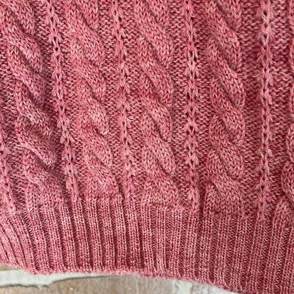Vintage Dusty Pink Cable Knit Woolen Sweater Back Zip Authentic - Picture 5 of 12